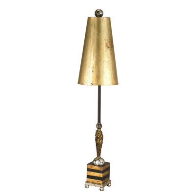 Elegant Gold And Black Table Lamp With Led Bulb - Round Base And Glazed Shade