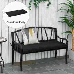120 X 50 X 8 Cm Garden Bench Cushion 2 Seater Seat Pad Indoor& Outdoor Black