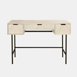 Ohs Chevron Wood Dressing Table 3 Drawer Vanity Makeup Desk - thumbnail 2