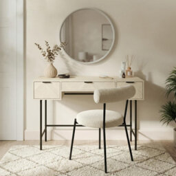 Ohs Chevron Wood Dressing Table 3 Drawer Vanity Makeup Desk
