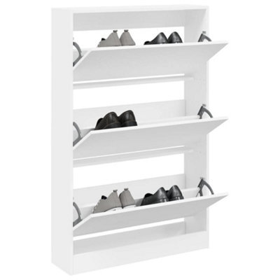 Berkfield Shoe Cabinet White 80X21X125.5 Cm Engineered Wood - image 1