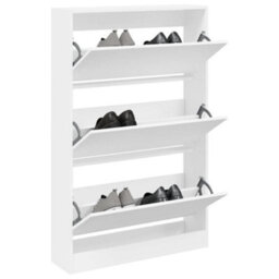 Berkfield Shoe Cabinet White 80X21X125.5 Cm Engineered Wood - thumbnail 1
