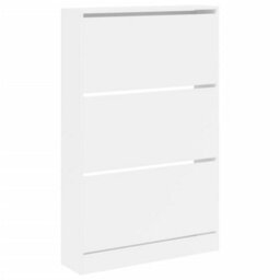 Berkfield Shoe Cabinet White 80X21X125.5 Cm Engineered Wood - thumbnail 4
