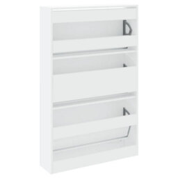 Berkfield Shoe Cabinet White 80X21X125.5 Cm Engineered Wood - thumbnail 7