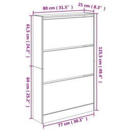 Berkfield Shoe Cabinet White 80X21X125.5 Cm Engineered Wood - thumbnail 9