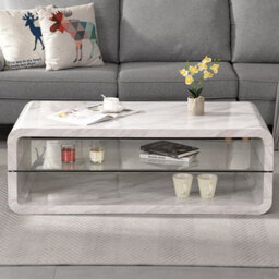 Furniture in Fashion Xono High Gloss Coffee Table With Shelf In Magnesia Marble Effect - thumbnail 2