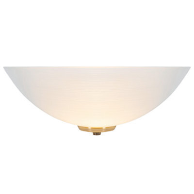 Happy Homewares Traditional Antique Brass Flush Wall Uplighter With Opal Swirl Glass Diffuser - image 1