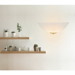 Happy Homewares Traditional Antique Brass Flush Wall Uplighter With Opal Swirl Glass Diffuser - thumbnail 5