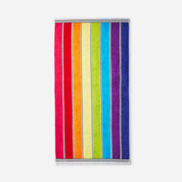 Allure Bath Fashions Rainbow Stripe Beach Towel - 100% Cotton - thumbnail 1