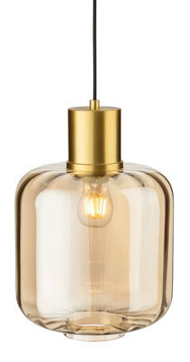 Luminosa Lighting Luminosa Eton Pendant Light Brushed Brass With Amber Glass