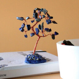 Serenityy Gemstone Tree - Sodalite On Blue Agate Base, 35 Stones - Lightweight Decorative Accent