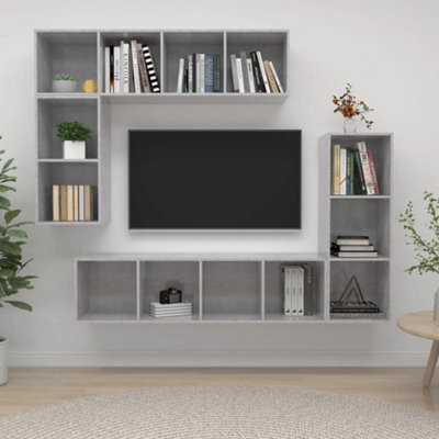 Berkfield 4 Piece Tv Cabinet Set Concrete Grey Engineered Wood - image 1