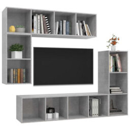 Berkfield 4 Piece Tv Cabinet Set Concrete Grey Engineered Wood - thumbnail 3