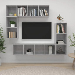 Berkfield 4 Piece Tv Cabinet Set Concrete Grey Engineered Wood - thumbnail 1