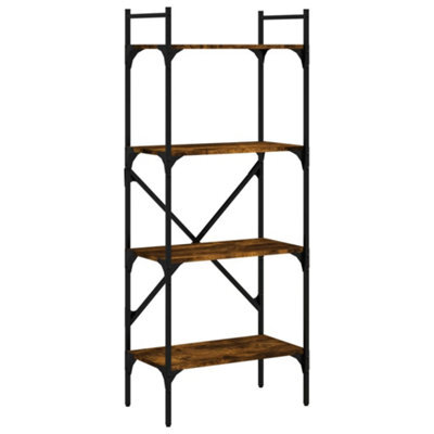 Berkfield Durable Bookcase 4-Tier Smoked Oak 56X31.5X138.5 Cm Engineered Wood