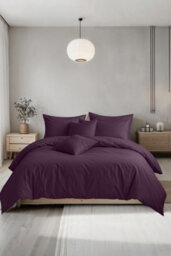 Plain Dyed Easy Care Polycotton Duvet Cover And Pillowcase/s Set Bed Linen Plum