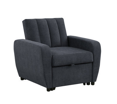 Mattress Guru Gibson Modern And Versatile Fabric 1 Seater Chair Bed, Living Room Furniture, Guest Bed, Grey - image 1