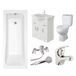 Veebath Sophia 1800mm Bath Vanity Unit, Toilet & Taps Bathroom Suite - thumbnail 1