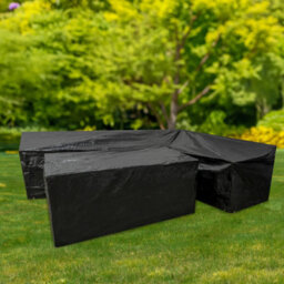 Woodside L Shape Outdoor Garden Corner Sofa & Table Dining Set Cover, Black, Medium Left Side Long - thumbnail 8