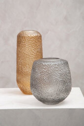 Orsina Colbie Large Embossed Amber Glass Vase - thumbnail 3
