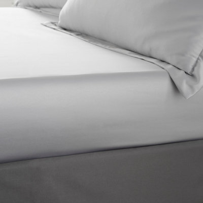 Catherine Lansfield Bedroom Silky Soft Satin Fitted Sheet 30Cm Depth Silver Grey - image 1