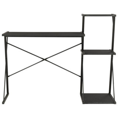 Berkfield Modern Desk With Shelf Black 116X50X93 Cm - image 1
