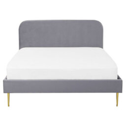 Beliani Bed Velvet Flayat 160 X 200 Cm (Eu King Size) Grey - thumbnail 4