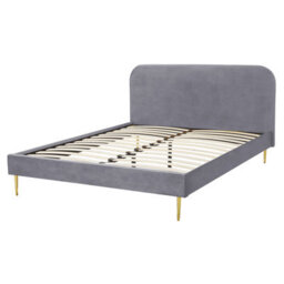 Beliani Bed Velvet Flayat 160 X 200 Cm (Eu King Size) Grey - thumbnail 6