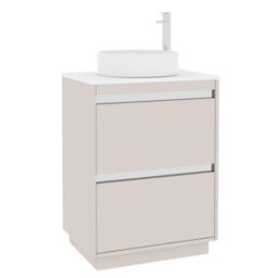 Royal Bathrooms Orion 600mm Warm Taupe Floor Standing Vanity Unit 2 Drawer With Plain White Undrilled Worktop & Chrome Accent Trim - thumbnail 6