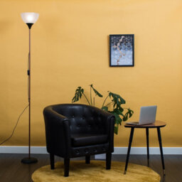 Valuelights Dalby Copper & Black Uplighter Floor Lamp With White Shade