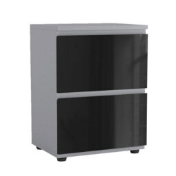 Urbn-Living Urbnliving 49Cm Height Glossy 2 Drawers Bedside Cabinet Chest Of Drawers With Smooth Metal Runner Grey & Black - thumbnail 2