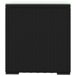 Vidaxl Side Table Black 40X37X40.5 Cm Poly Rattan And Tempered Glass Side Tables - thumbnail 3