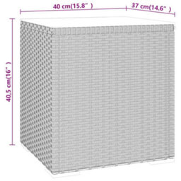 Vidaxl Side Table Black 40X37X40.5 Cm Poly Rattan And Tempered Glass Side Tables - thumbnail 5