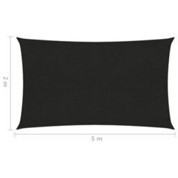 Berkfield Sunshade Sail 160 G/m2 Black 2X5 M Hdpe - thumbnail 6