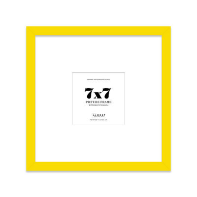"7X7"" Yellow Picture Frame - 7X7"" Square Frame With 4X4"" Mount For 7X7""/4X4"" Pictures Moderrn Style Thin Edge, 1 Pack" - image 1