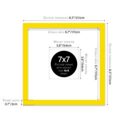 "7X7"" Yellow Picture Frame - 7X7"" Square Frame With 4X4"" Mount For 7X7""/4X4"" Pictures Moderrn Style Thin Edge, 1 Pack" - thumbnail 2