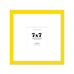 "7X7"" Yellow Picture Frame - 7X7"" Square Frame With 4X4"" Mount For 7X7""/4X4"" Pictures Moderrn Style Thin Edge, 1 Pack" - thumbnail 1
