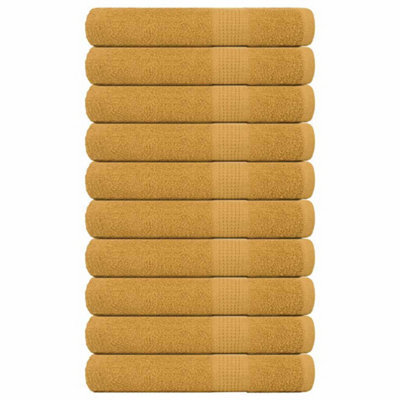 Berkfield Sauna Towels 10 Pcs Gold 80X200 Cm 360 Gsm 100% Cotton - image 1