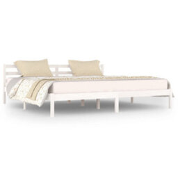 Berkfield Day Bed Solid Wood Pine 200X200 Cm Super King White - thumbnail 2
