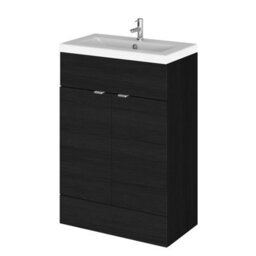 Balterley Alrewas Contemporary 2 Door Floor Standing Vanity Unit With Basin, Charcoal Black, 600mm - thumbnail 1