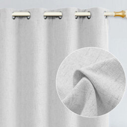 Happy Homewares Off White Lined Blackout Eyelet Curtains - 46 X 63 Inch Drop - 2 Panel - thumbnail 2