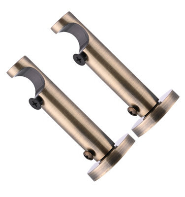 Lister Cartwright 19mm Curtain Pole Ends Brackets With Adjustable Screws Metal Finish (Pack Of 2)