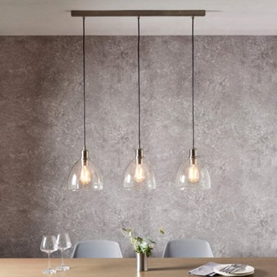 Pagazzi Lighting Pagazzi Jacob 3 Light Nickle And Glass Pendant Bar - image 1