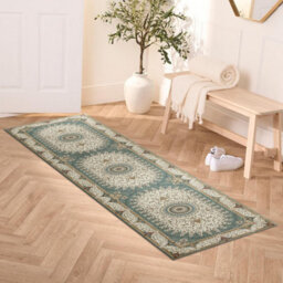 Ameha Non Slip Cashmere Rug Bedroom Kitchen Runner Willow Teal 60X220 Cm, Modern Bedroom Rugs - thumbnail 2