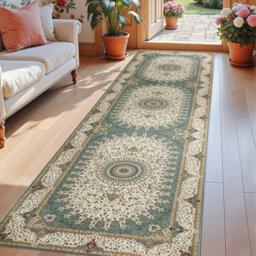 Ameha Non Slip Cashmere Rug Bedroom Kitchen Runner Willow Teal 60X220 Cm, Modern Bedroom Rugs - thumbnail 3