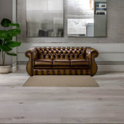 Chesterfield 3 Seater Antique Gold Leather Sofa Bespoke In Kimberley Style - thumbnail 2
