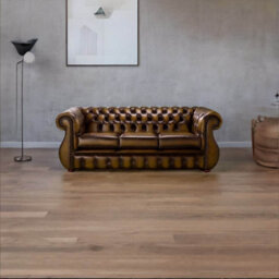 Chesterfield 3 Seater Antique Gold Leather Sofa Bespoke In Kimberley Style - thumbnail 3