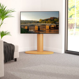 "Avf Affinity Chepstow One 93Cm Oval Pedestal Tv Stand, For Tvs 32-65"" - Oak" - thumbnail 3
