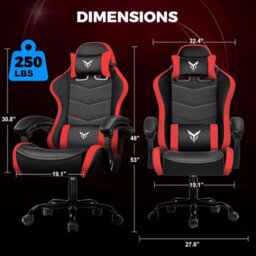 Luckracer Gaming Chair, Heavy Duty Computer Chairs With Linkage Armrest And Lumbar Support, Ergonomic Office Chair, Red - thumbnail 2