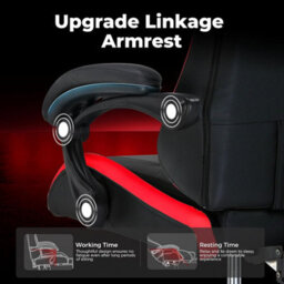 Luckracer Gaming Chair, Heavy Duty Computer Chairs With Linkage Armrest And Lumbar Support, Ergonomic Office Chair, Red - thumbnail 5